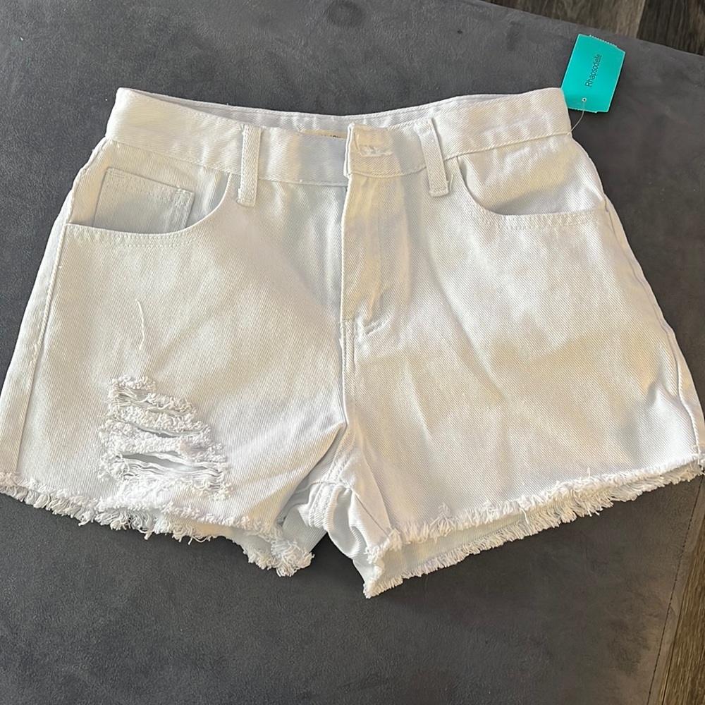 White Medium Jean Shorts